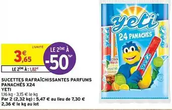 Intermarché Sucettes Rafraîchissantes Parfums Panachés X24 Yeti offre