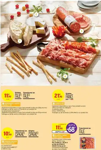 Intermarché Gorgonzolla Aop Castelli, Corsica, Chorizo Doux Casademont, Plateau Tapas Corte Gusto offre