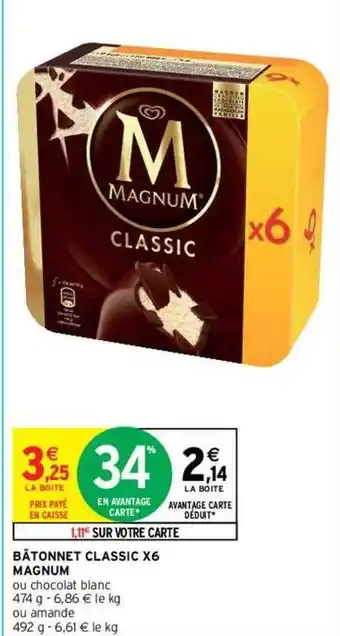 Intermarché Bâtonnet Classic X6 Magnum offre