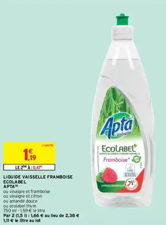 Intermarché Liquide Vaisselle Framboise écolabel Apta offre