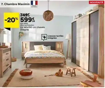 Chambre Maximin Lit 140x190 cm chevets