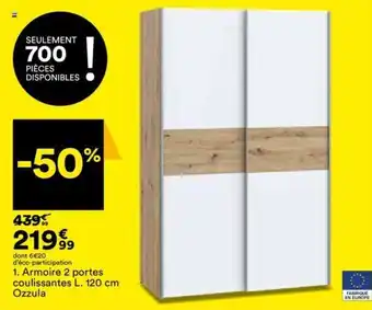 BUT Armoire 2 portes coulissantes L. 120 cm ozzula offre