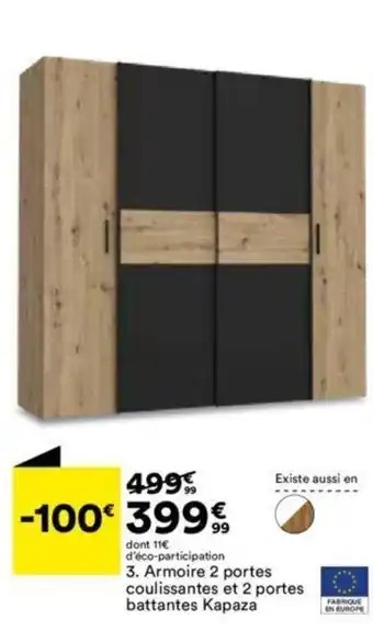 BUT Armoire 2 portes coulissantes et 2 portes battantes kapaza offre