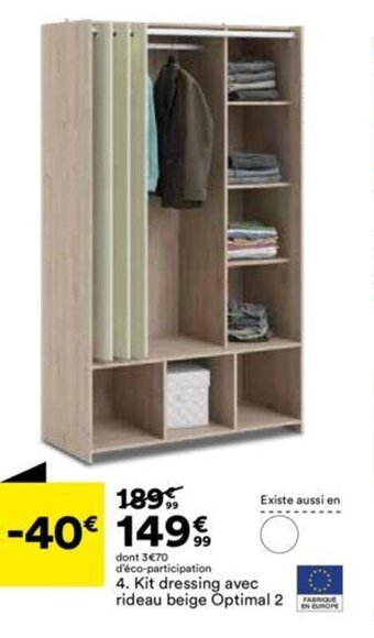 BUT Kit dressing avec rideau beige optimal 2 offre