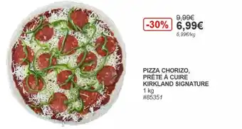 Costco Pizza Chorizo, Prête à Cuire Kirkland Signature offre