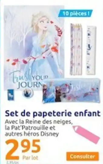 Action Set de papeterie enfant offre