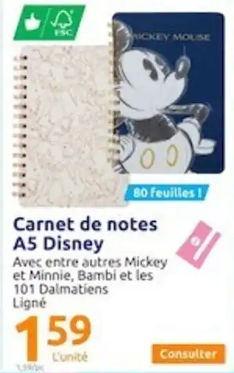 Action Carnet de notes A5 disney offre