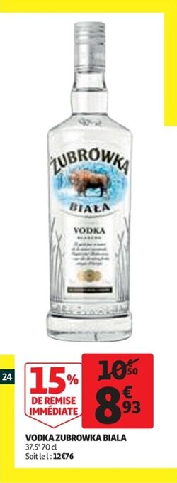 Auchan Vodka zubrowka biala offre