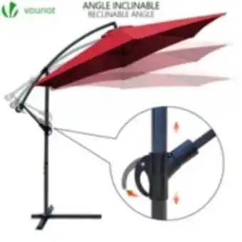 Parasol deporte 3m rouge fonce avec housse de protection