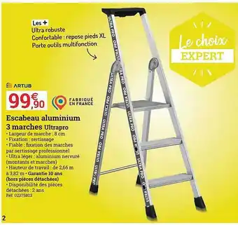 Espace emeraude Escabeau Aluminium 3 Marches Ultrapro offre