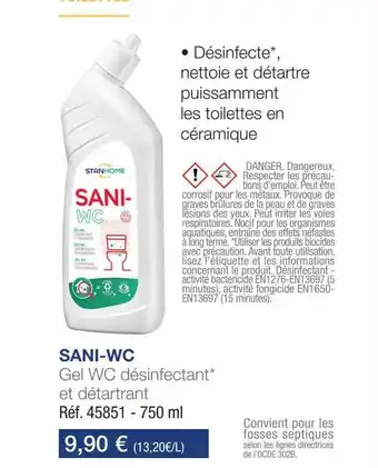 Stanhome Gel Wc Désinfectant Et Détartrant Sani-wc offre