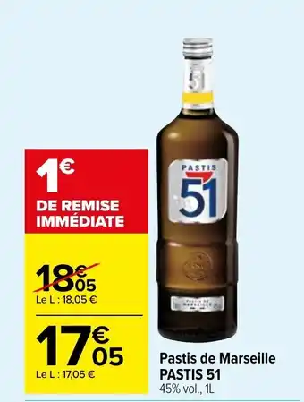 Carrefour Market PASTIS 51 pastis de marseille offre