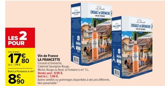 Carrefour La Francette Vin de France offre