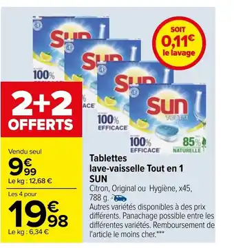 Carrefour Sun Tablettes Lave-Vaisselle Tout En 1 offre