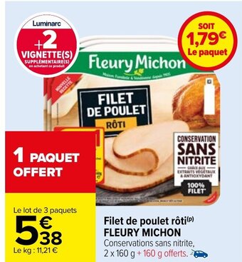 Carrefour Fleury Michon Filet de Poulet Rôti offre