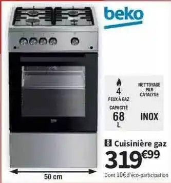 Conforama Cuisinière Gaz Beko offre