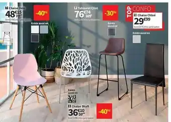 Conforama Chaise Oslo, Tabouret Clint, Chaise Chloé, Chaie Shaft offre