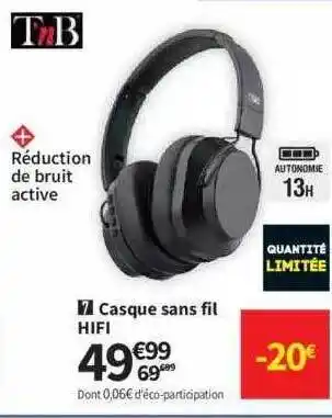 Conforama Casque Sans Fil Hifi T'nb offre