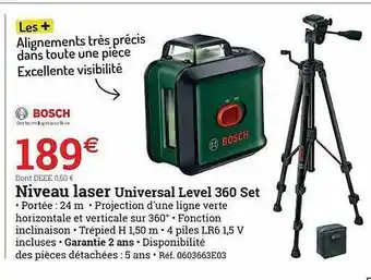 Espace emeraude Niveau Laser Universal Level 360 Set Bosch offre
