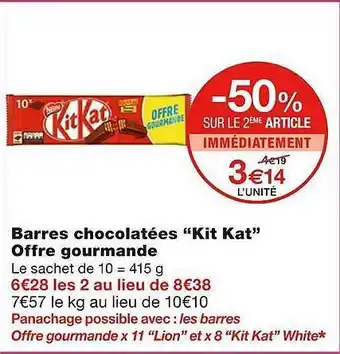 Monoprix Barres Chocolatées offre