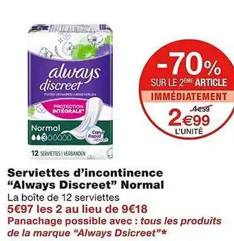 Monoprix Serviettes D'incontinence offre