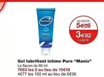 Monoprix Gel Lubrifiant Intime Pure offre