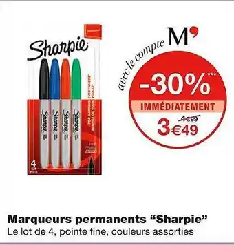 Monoprix Marqueurs Permanents offre