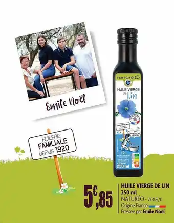 naturéO Huile Vierge De Lin Naturéo - 250ml offre