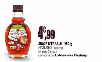 naturéO Sirop D'érable Naturéo - 250 G offre