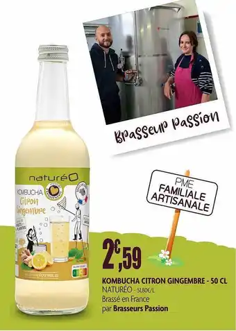 naturéO Kombucha Citron Gingembre Naturéo - 50cl offre