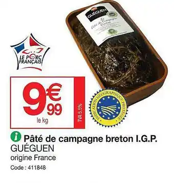 Promocash Pâté De Campagne Breton I.g.p. Guéguen offre