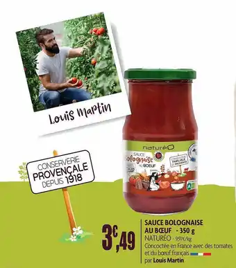 naturéO Sauce Bolognaise Au Boeuf Naturéo - 350 G offre