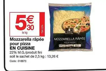Promocash Mozzarella Râpée Pour Pizza En Cuisine offre