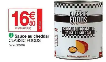 Promocash Sauce Au Cheddar Classic Foods offre