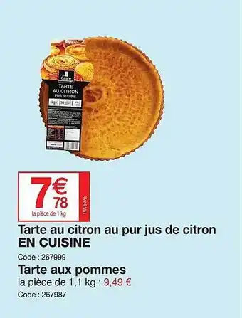 Promocash Tarte Au Citron Au Pur Jus De Citron En Cuisine, Tarte Aux Pommes offre