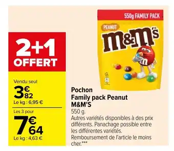 Carrefour M&M's Pochon Family Pack Peanut offre