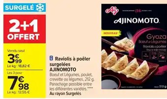 Carrefour Ajinomoto Raviolis à Poêler Surgelées offre