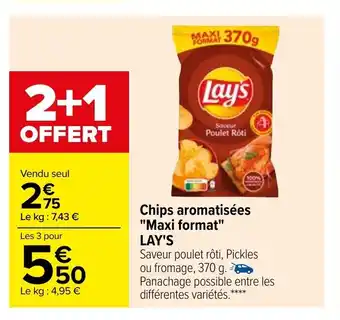 Carrefour Lays Chips Aromatisées Maxi Format offre