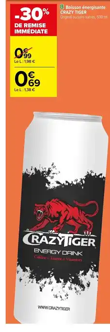 Carrefour Crazy Tiger Boisson énergisante offre