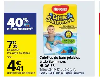 Carrefour Huggies Culottes de Bain Jetables Little Swimmers offre