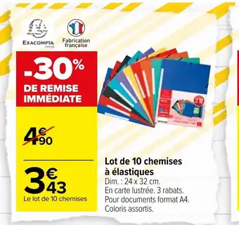 Carrefour Lot de 10 Chemises à Élastiques offre