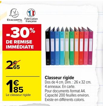 Carrefour Classeur Rigide offre