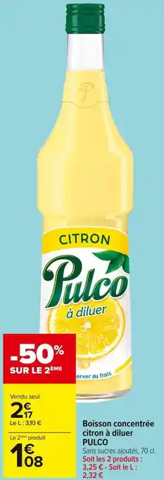 Carrefour Market Pulco boisson concentrée citron à diluer offre
