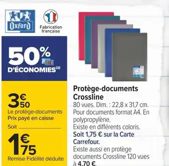 Carrefour Oxford protège-documents crossline offre