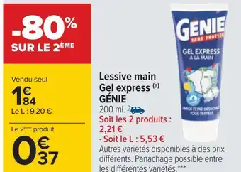 Carrefour Génie lessive liquide gel express offre