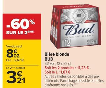 Carrefour Bud bière blonde offre