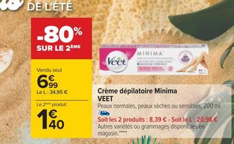 Carrefour Veet crème dépilatoire minima offre