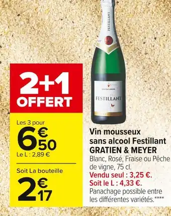 Carrefour Market Gratien & meyer vin mousseux sans alcool festillant offre