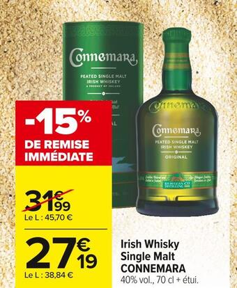 Carrefour Market Connemara irish whisky single malt offre