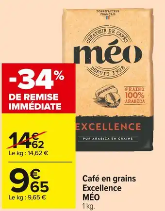 Carrefour Market Méo café en grains excellence offre